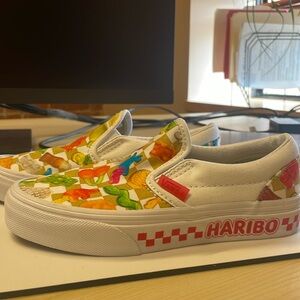 Vans x Haribo kids canvas slip ons.